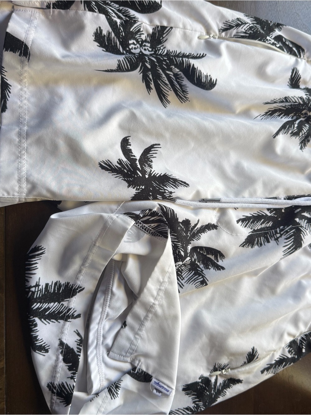Men's White Palm-Print Swim Shorts
